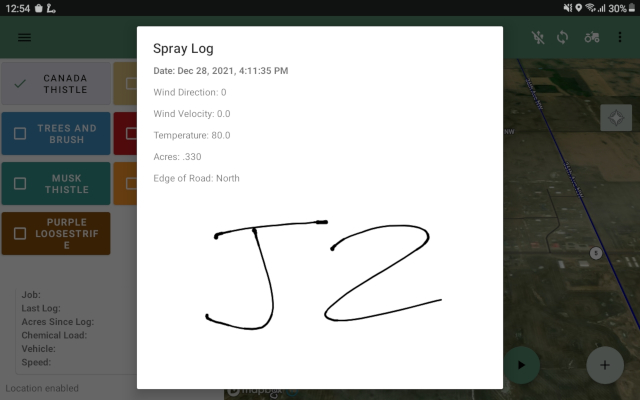 Spray tracking screenshot